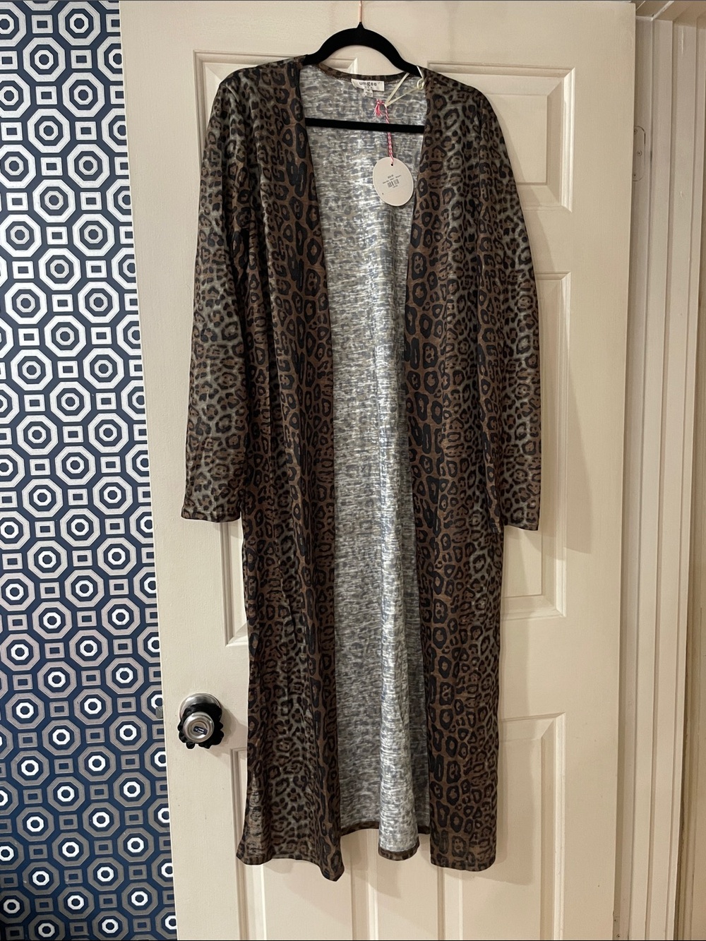 Umgee Brown Leopard Print Duster Cardigan
